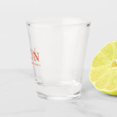 Verona Sunset Doodle Hart Lus Monogram Bruiloft Shot Glas (Rechts)