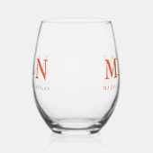 Verona Sunset Doodle Heart Loop Monogram Huwelijk Wijnglas Zonder Voet (Links)