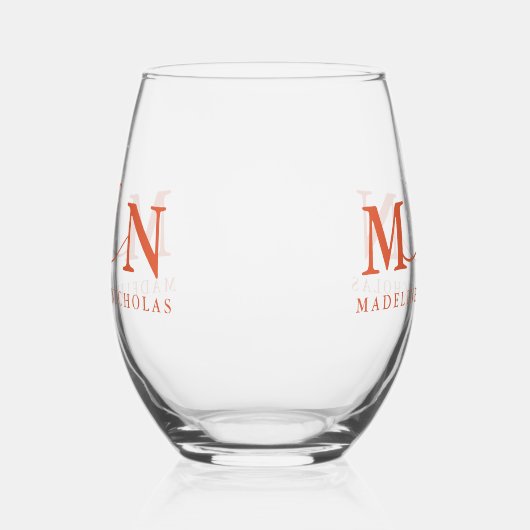 Verona Sunset Doodle Heart Loop Monogram Huwelijk Wijnglas Zonder Voet (Links)