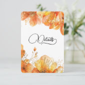 Verona Sunset Floral Gold Wedding Details Informatiekaartje (Staand voorkant)