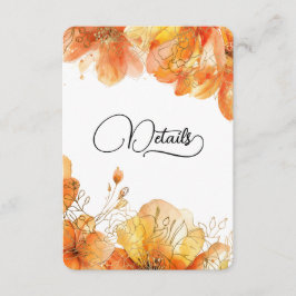 Verona Sunset Floral Gold Wedding Details Informatiekaartje