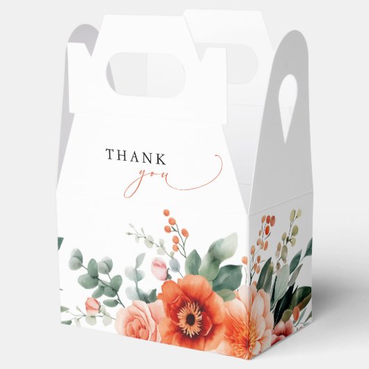 Verona Sunset Helder Sinaasappel Modern Bloemen Hu Bedankdoosjes (Geopend)