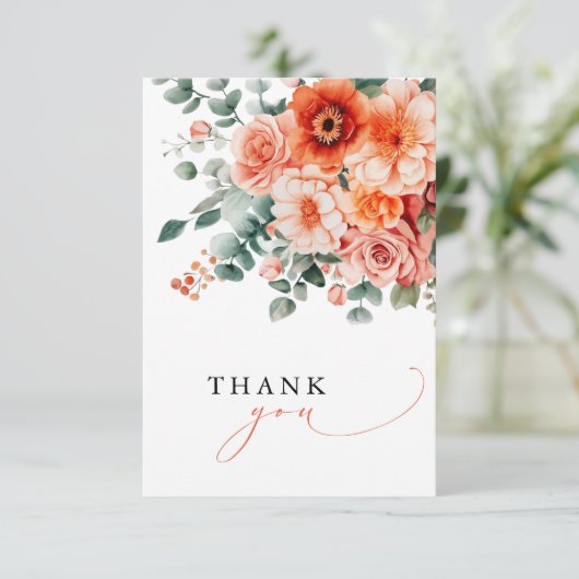 Verona Sunset Helder Sinaasappel Modern Bloemen Hu Bedankkaart (Staand voorkant)