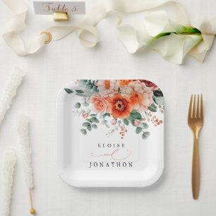 Verona Sunset Helder Sinaasappel Modern Bloemen Hu Papieren Bordje