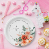 Verona Sunset Helder Sinaasappel Modern Bloemen Hu Papieren Bordje (Feest)