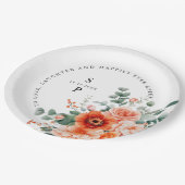 Verona Sunset Helder Sinaasappel Modern Bloemen Hu Papieren Bordje (Gekanteld)