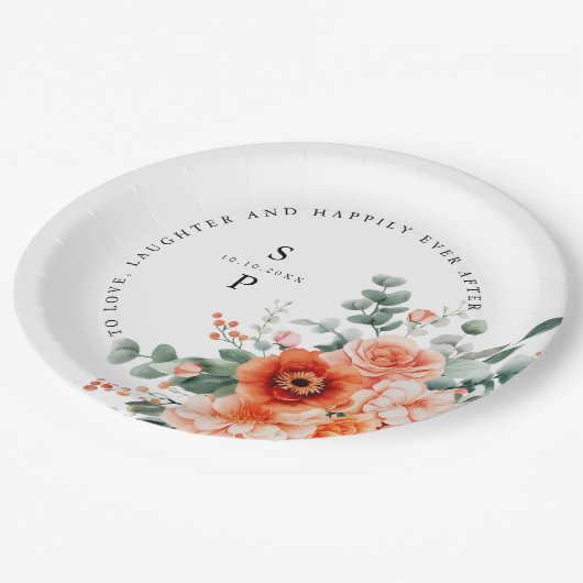 Verona Sunset Helder Sinaasappel Modern Bloemen Hu Papieren Bordje (Gekanteld)