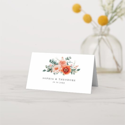 Verona Sunset Helder Sinaasappel Modern Bloemen Hu Plaatskaartje (Achterkant)