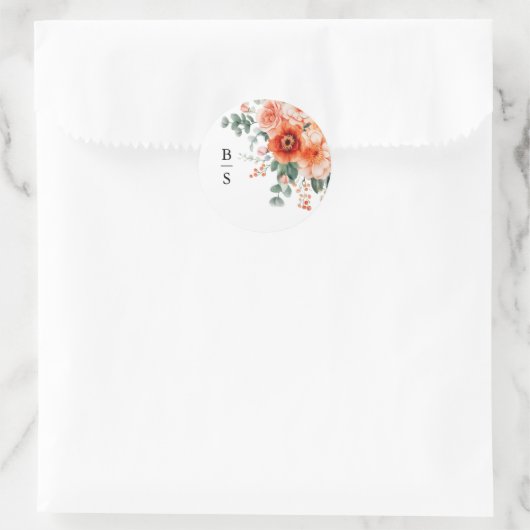 Verona Sunset Helder Sinaasappel Modern Bloemen Hu Ronde Sticker (Tas)