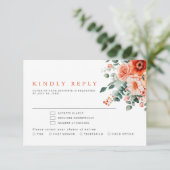 Verona Sunset Helder Sinaasappel Modern Bloemen Hu RSVP Kaartje (Staand voorkant)