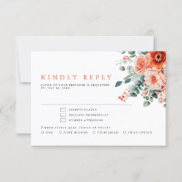 Verona Sunset Helder Sinaasappel Modern Bloemen Hu RSVP Kaartje