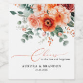 Verona Sunset Helder Sinaasappel Modern Bloemen Hu Wijn Etiket (Enkel label)