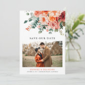 Verona Sunset Helder Sinaasappel Moderne Bloemenfo Save The Date (Staand voorkant)