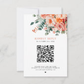 Verona Sunset Helder Sinaasappel QR code Bloemen H RSVP Kaartje (Voorkant)