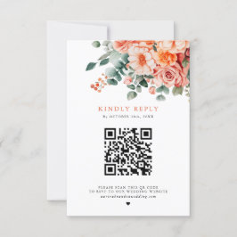 Verona Sunset Helder Sinaasappel QR code Bloemen H RSVP Kaartje