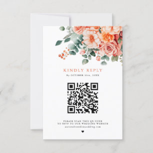 Verona Sunset Helder Sinaasappel QR code Bloemen H RSVP Kaartje