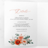 Verona Sunset Helder Sinaasappel Waterverf Bloemen Drieluik Aankondiging (Binnenzijde eerst)