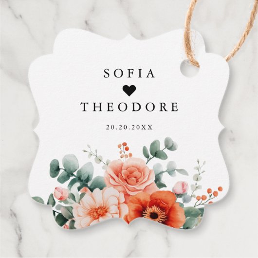 Verona Sunset Helder Sinaasappel Weddin Bedankt Bedankjes Labels (Achterkant)