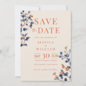 Verona Sunset Marine Blauwe Bloemen Huwelijk Save The Date (Voorkant)