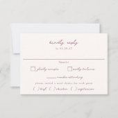 VERONA Sunset Mauve Maaltijdkeuze Trouwen RSVP Kaartje (Voorkant)