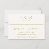 VERONA Sunset Moss Maaltijdkeuze Trouwen RSVP Kaartje (Voorkant)