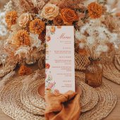 Verona Sunset Orange Floral Wedding Flat Menu