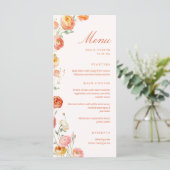Verona Sunset Oranje Bloem Bruiloft Plat Menu (Staand voorkant)