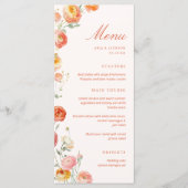 Verona Sunset Oranje Bloem Bruiloft Plat Menu (Voorkant)