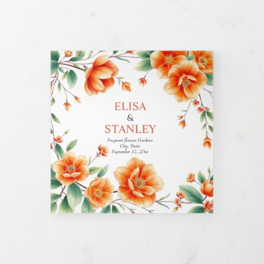 Verona Sunset oranje bloemen en foto bruiloft Drieluik Programma (Cover)