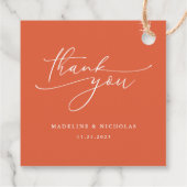 Verona Sunset Oranje kalligrafie bruiloft Dank u Bedankjes Labels (Achterkant)