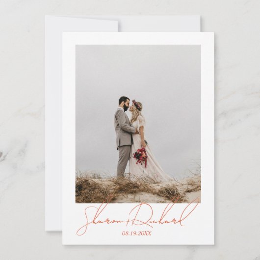 Verona sunset oranje script kalligrafie bruiloft kaart (Achterkant)