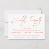Verona sunset oranje script kalligrafie bruiloft RSVP kaartje (Voorkant)