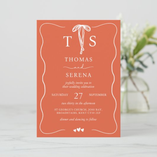 Verona Sunset QR Code Hand getrokken Wavy Curve Bo Kaart (Staand voorkant)