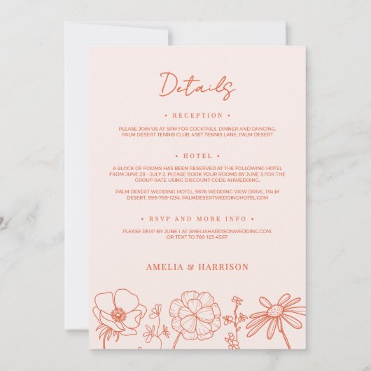 Verona Sunset Sinaasappel alles in één bloemenbrui Kaart (Achterkant)