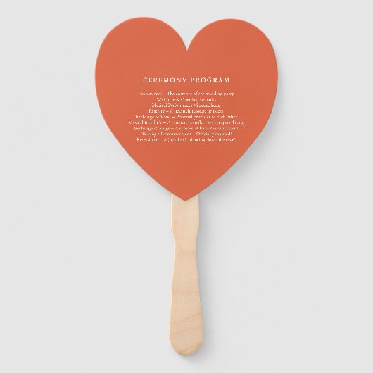 Verona Sunset Sinaasappel Eenvoudig Modern Trouwpr Handwaaier (Achterkant)