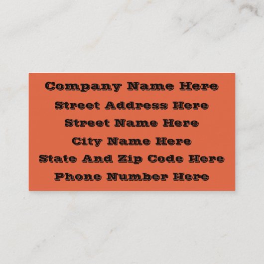 Verona Sunset Sinaasappel Effen Kleur Visitekaartje (Achterkant)