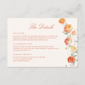 Verona Sunset Sinaasappel Wedding Details Informatiekaartje (Voorkant)