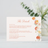 Verona Sunset Sinaasappel Wedding Details Informatiekaartje (Staand voorkant)