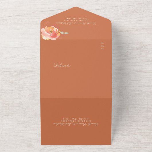 Verona Sunset Tracery Wedding All In One Uitnodiging (Buitenkant)