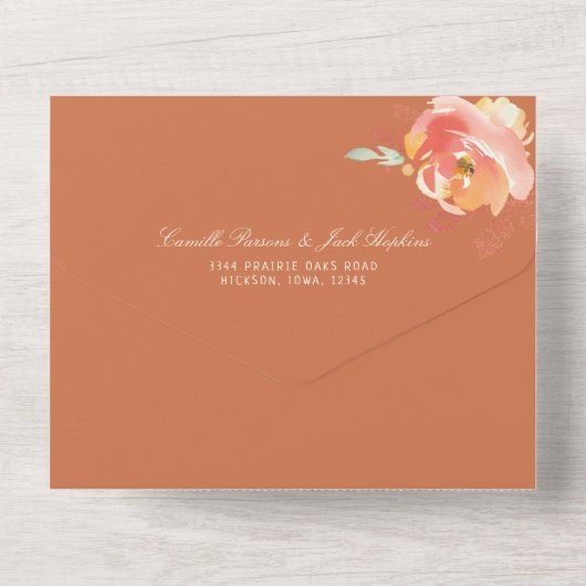 Verona Sunset Tracery Wedding All In One Uitnodiging (Achterkant)