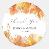 Verona Sunset Waterverf Bloemen Dank u bruiloft Ronde Sticker (Voorkant)