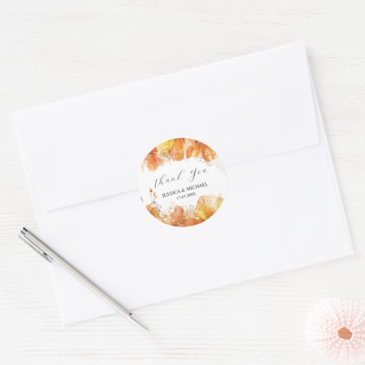 Verona Sunset Waterverf Bloemen Dank u bruiloft Ronde Sticker (Envelop)