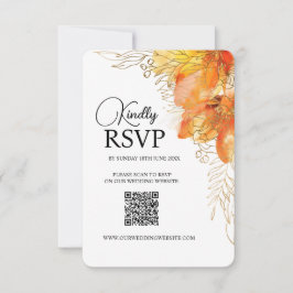 Verona Sunset Waterverf Floral QRcode bruiloft RSVP Kaartje