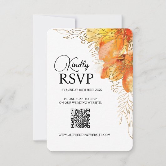 Verona Sunset Waterverf Floral QRcode bruiloft RSVP Kaartje (Voorkant)
