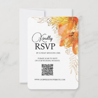 Verona Sunset Waterverf Floral QRcode bruiloft RSVP Kaartje