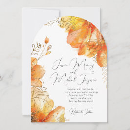 Verona Sunset Waterverf Floral Script Wedding Kaart