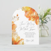 Verona Sunset Waterverf Floral Script Wedding Kaart (Staand voorkant)