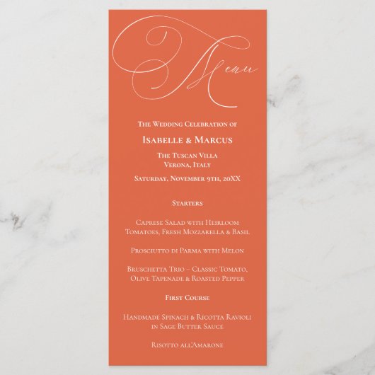 Verona Sunset Wedding Menu (Voorkant)