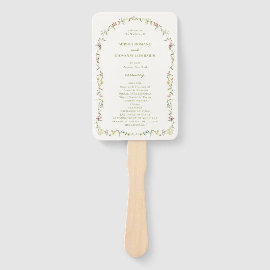 VERONA Wildflower Lijst Wedding Programma Handwaaier (Voorkant)