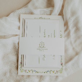 VERONA Wildflower Monogram Crest Wedding Uitnodigingen Wikkel
